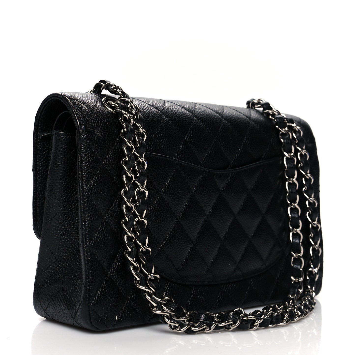 Caviar Quilted Medium Double Flap Black