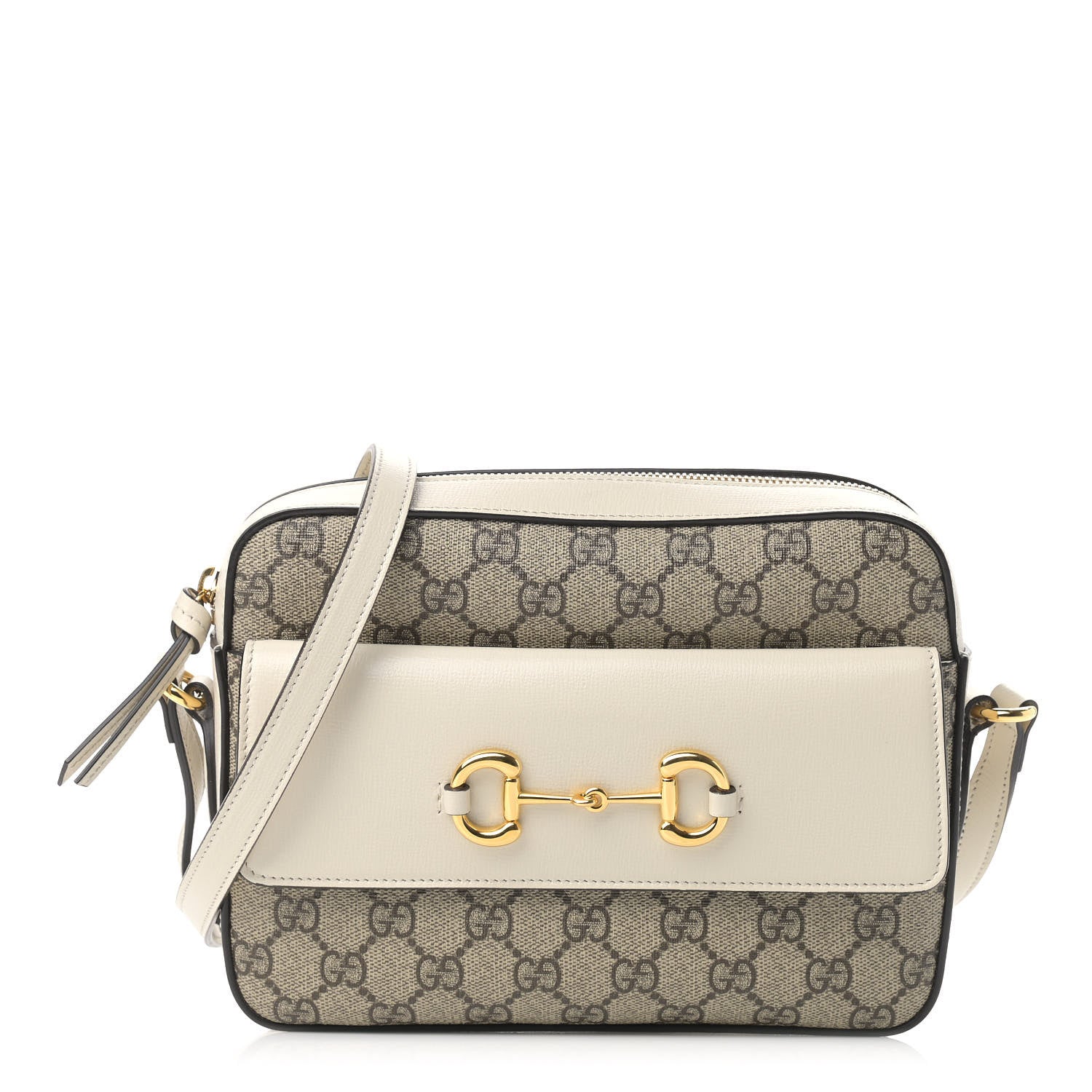 Gucci GG Supreme Monogram Small Horsebit 1955 Shoulder Bag Beige Mystic White 1 of 15