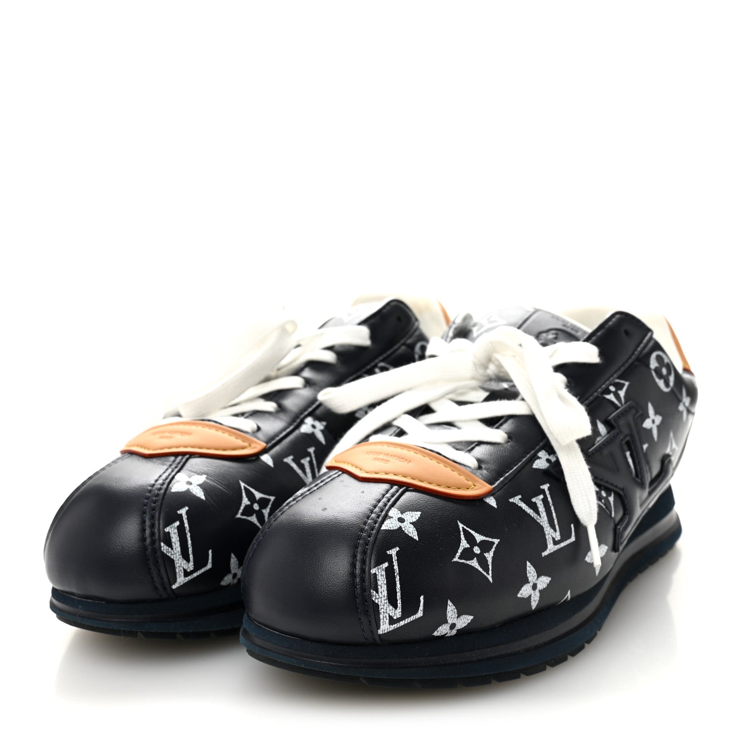 Louis Vuitton Lambskin Calfskin Monogram Mens Buttersoft Sneakers 11 Marine 3 of 10