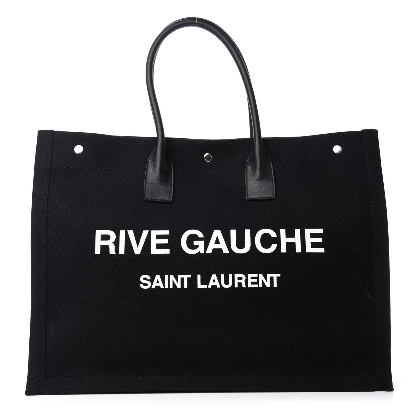 Linen Calfskin Rive Gauche Tote Black
