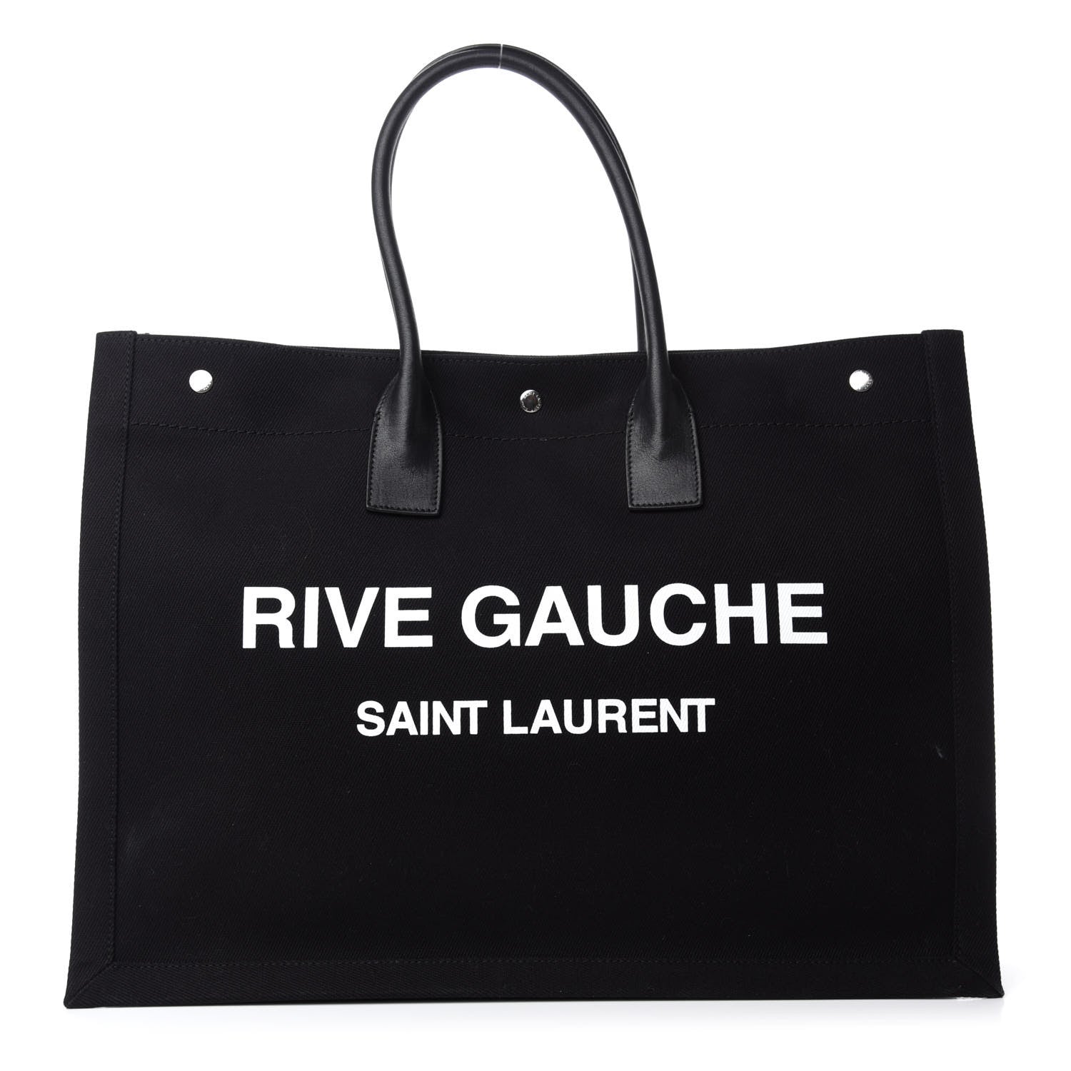 Saint Laurent Linen Calfskin Rive Gauche Tote Black 1 of 12