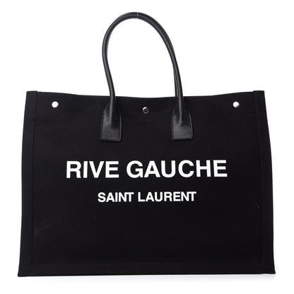 Saint Laurent Linen Calfskin Rive Gauche Tote Black 1 of 12