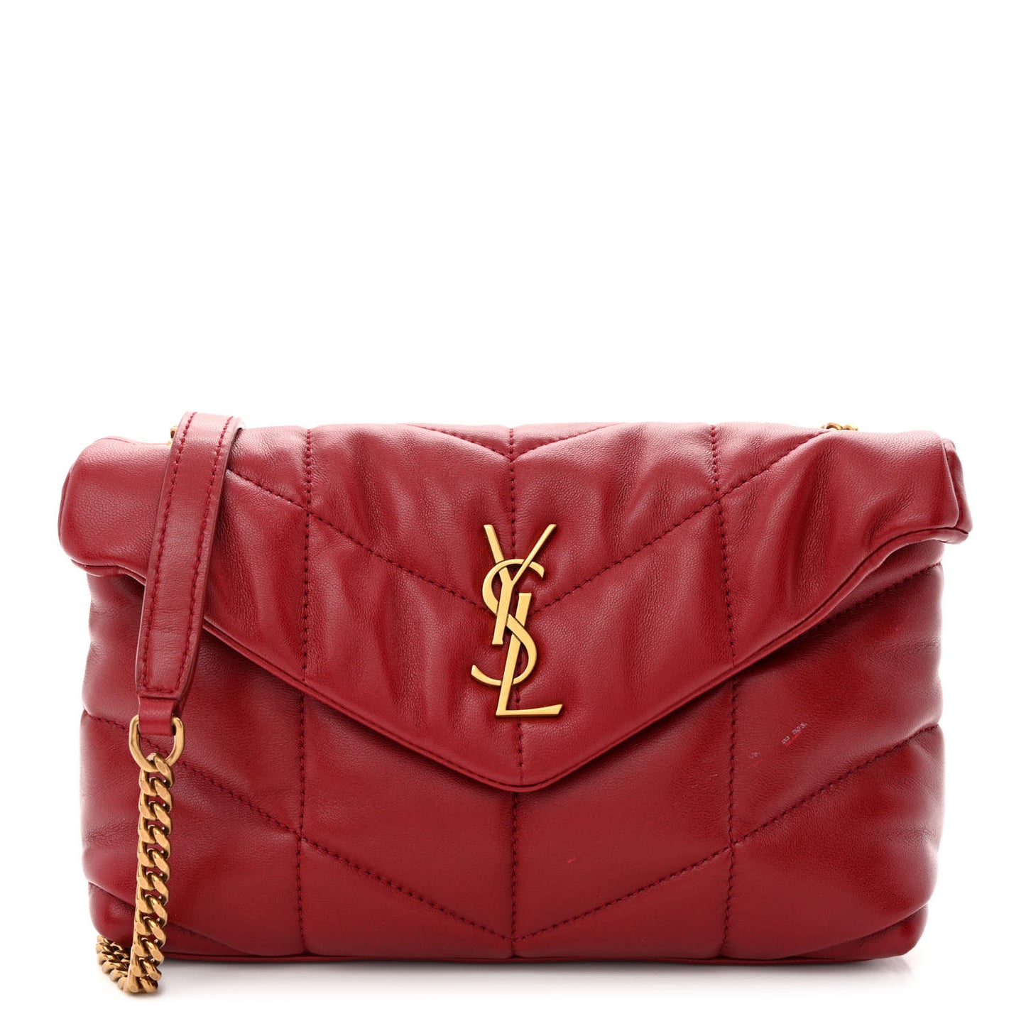 Lambskin Quilted Toy Loulou Puffer Monogram Chain Satchel Opyum Red