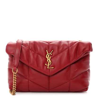 Saint Laurent Lambskin Quilted Toy Loulou Puffer Monogram Chain Satchel Opyum Red 1 of 14