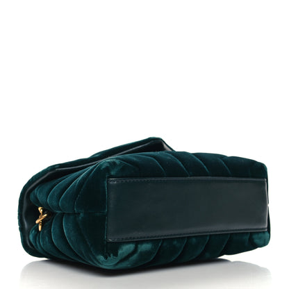 Saint Laurent Velvet Y Quilted Monogram Toy Loulou Crossbody Bag Dark Ottanio 4 of 12