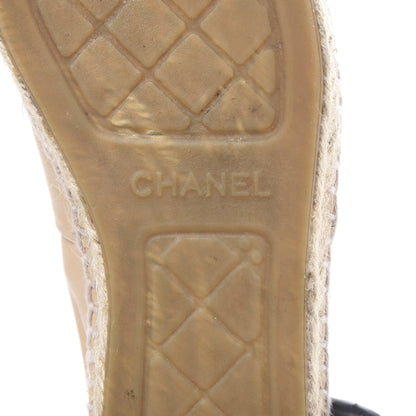 Chanel Lambskin CC Espadrilles 37 Beige Black 7 of 16