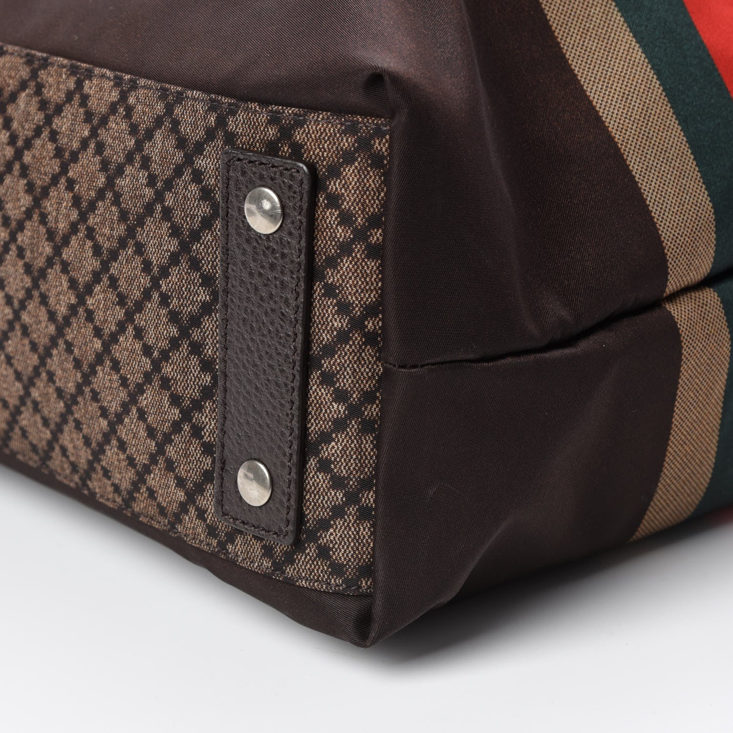 Gucci Nylon Diamante Web Buckle Tote Brown 9 of 9