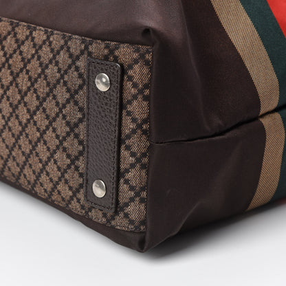 Gucci Nylon Diamante Web Buckle Tote Brown 9 of 9