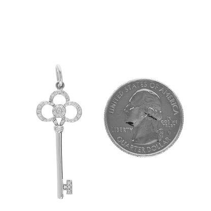 Tiffany 18K White Gold Diamond Crown Key Pendant 2 of 3