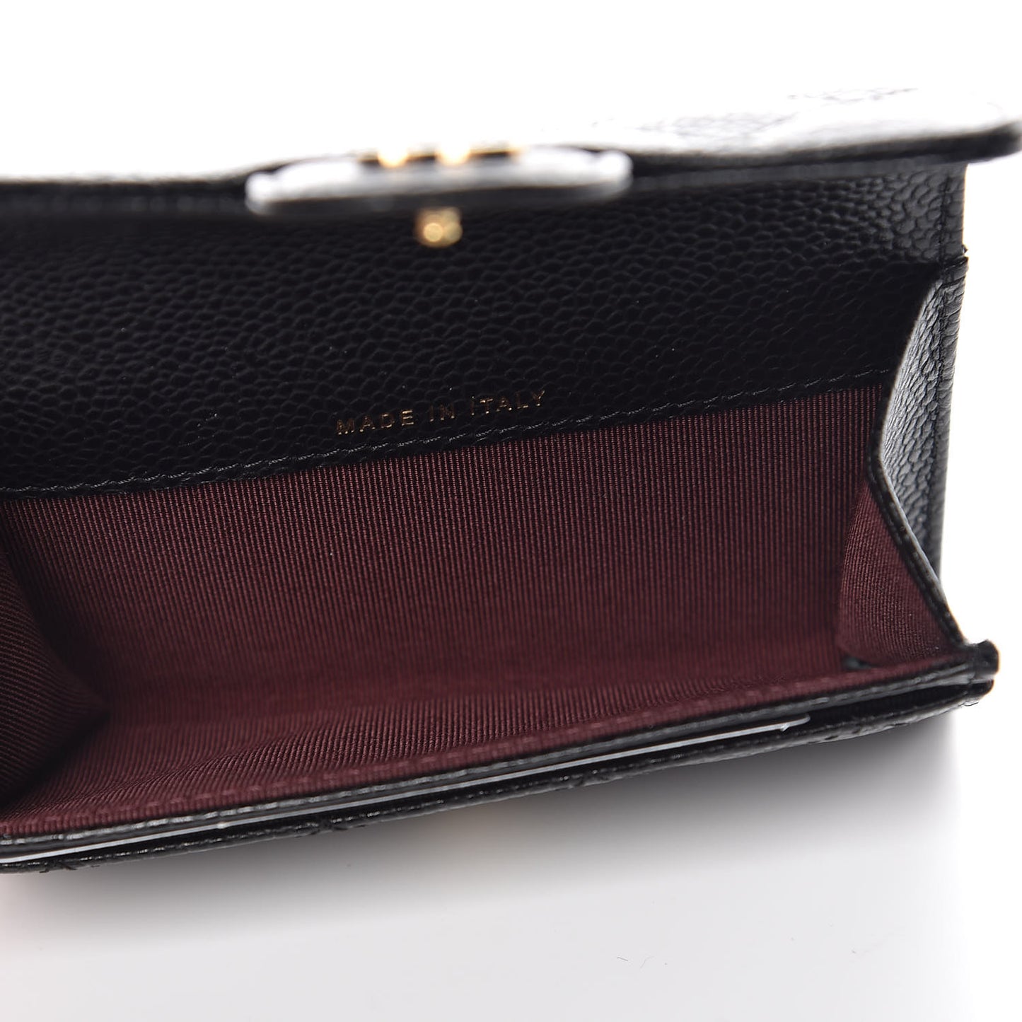 Caviar Quilted Flap Card Holder Black