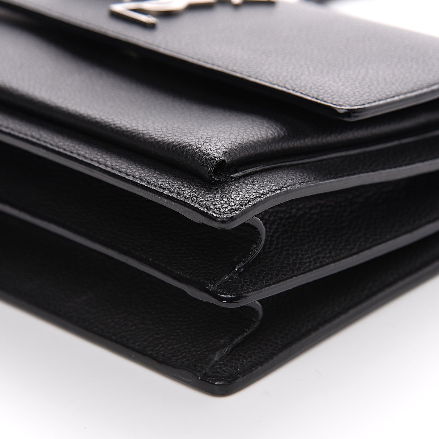 Grained Calfskin Monogram Sunset Satchel Black