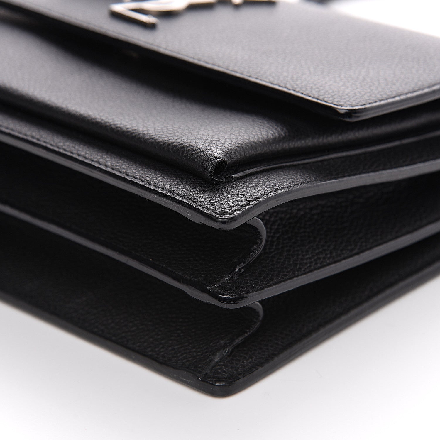 Saint Laurent Grained Calfskin Monogram Sunset Satchel Black 8 of 8
