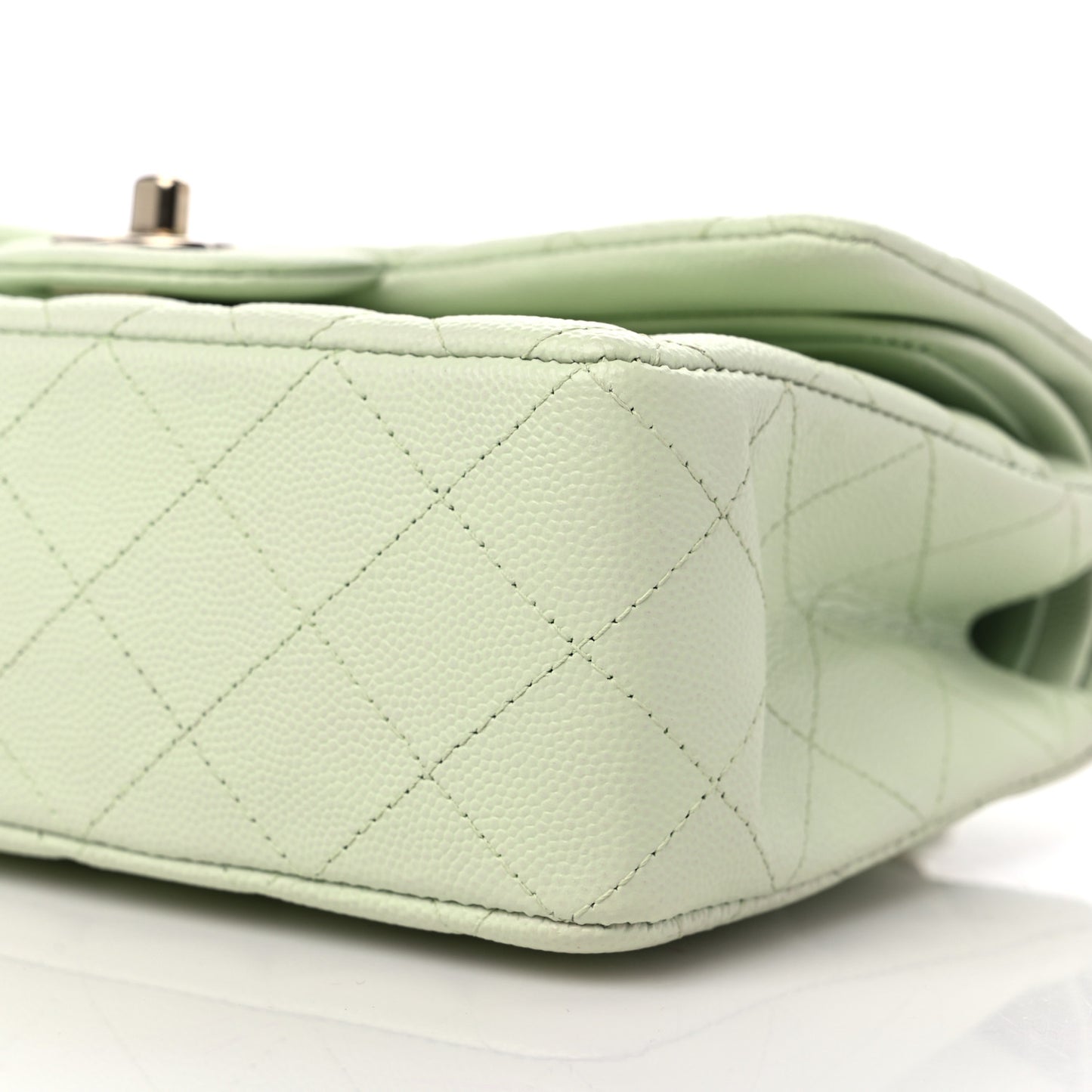 Caviar Quilted Small Double Flap Light Green