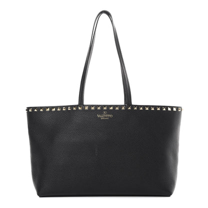 Valentino Garavani Grained Calfskin Small Rockstud Shoulder Tote Black 1 of 12