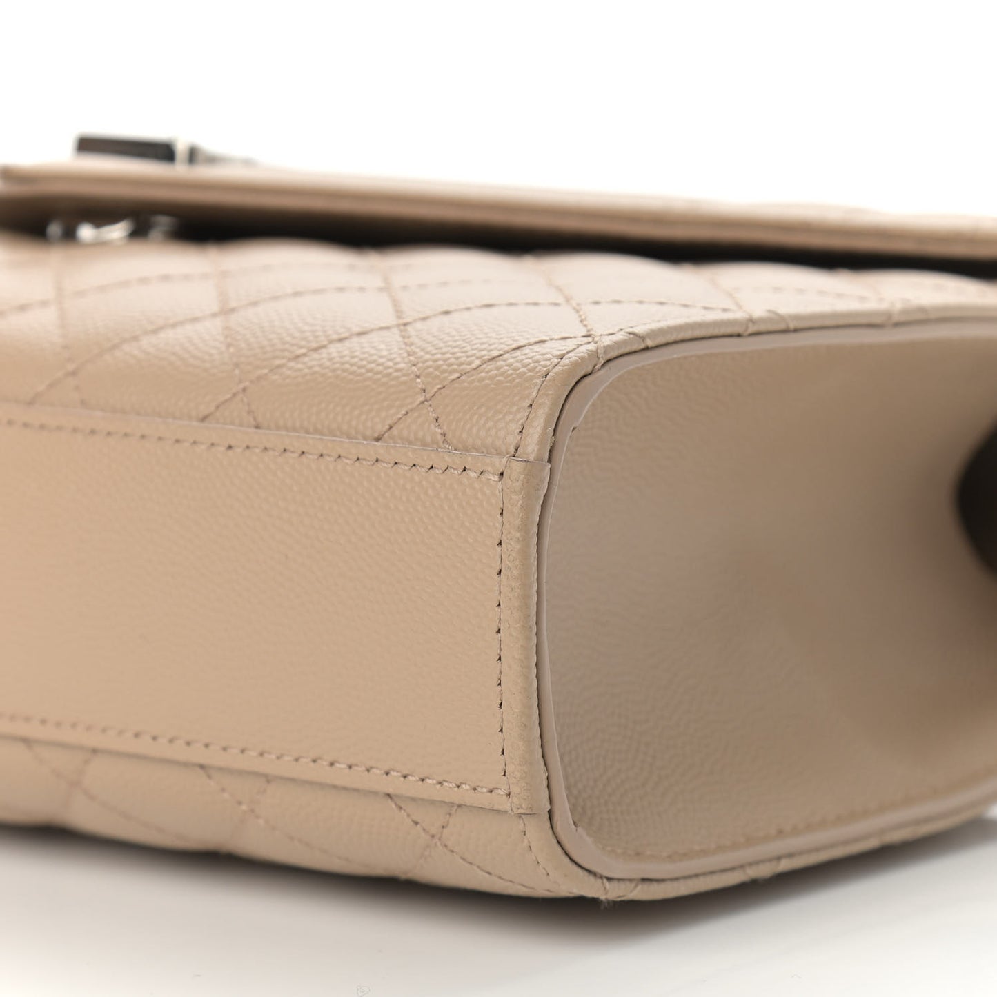 Grain De Poudre Textured Mixed Matelasse Medium Triquilt Monogram Satchel Dark Beige