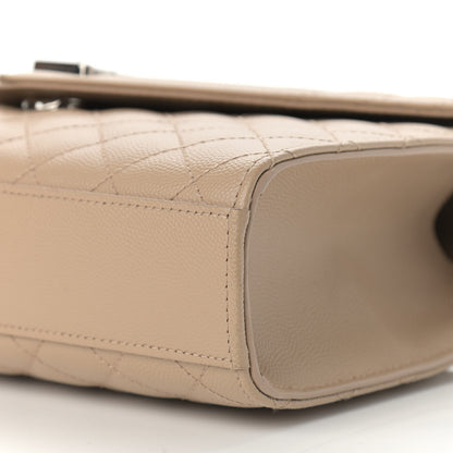 Saint Laurent Grain De Poudre Textured Mixed Matelasse Medium Triquilt Monogram Satchel Dark Beige 9 of 13