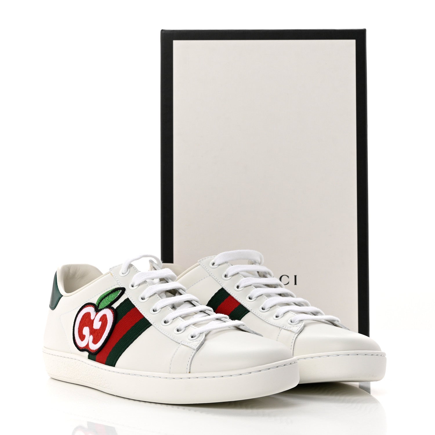 Gucci Calfskin Web GG Apple Embroidered Womens Ace Sneakers 40 White 10 of 10