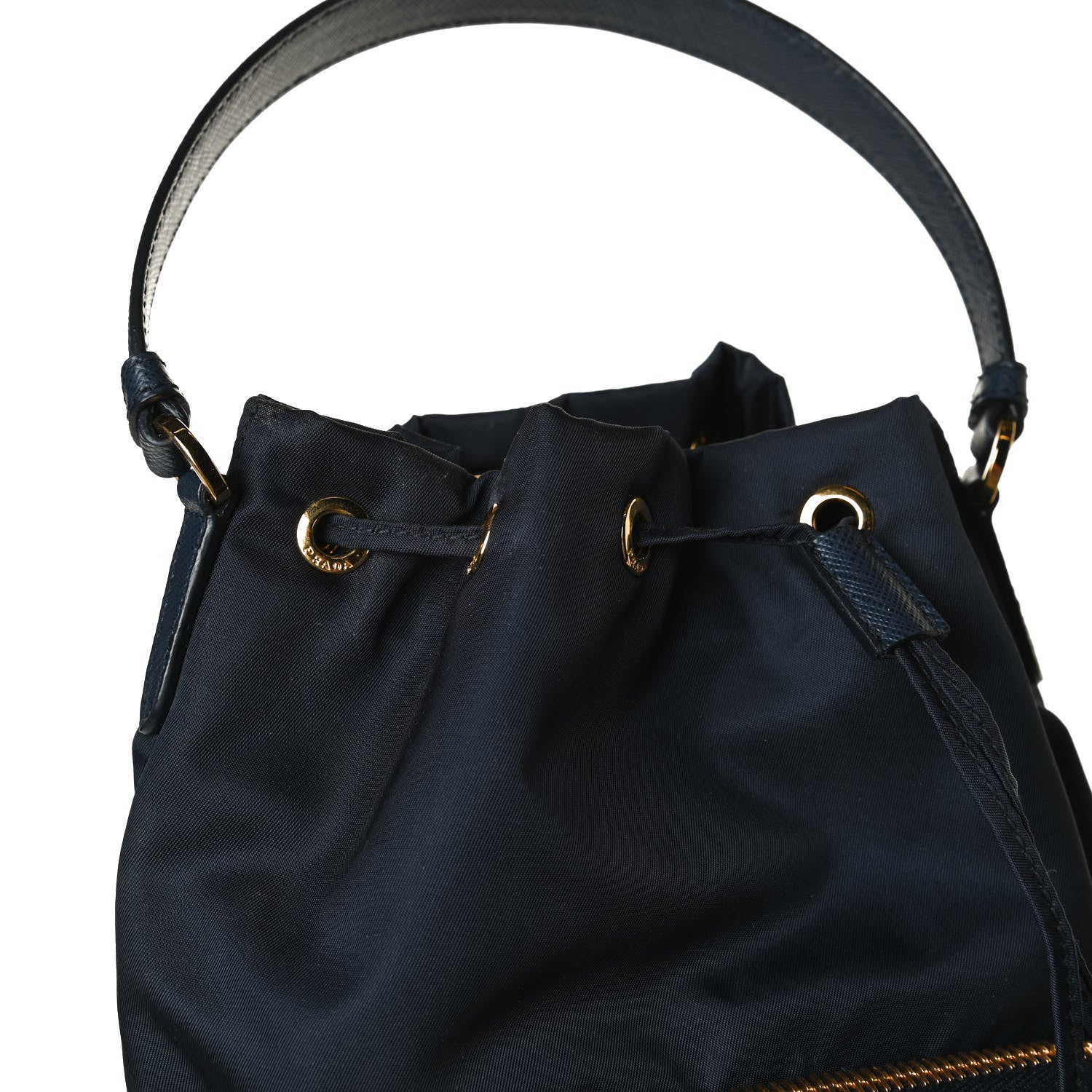 Prada Saffiano Tessuto Nylon Mini Bucket Crossbody Bag Navy 12 of 14