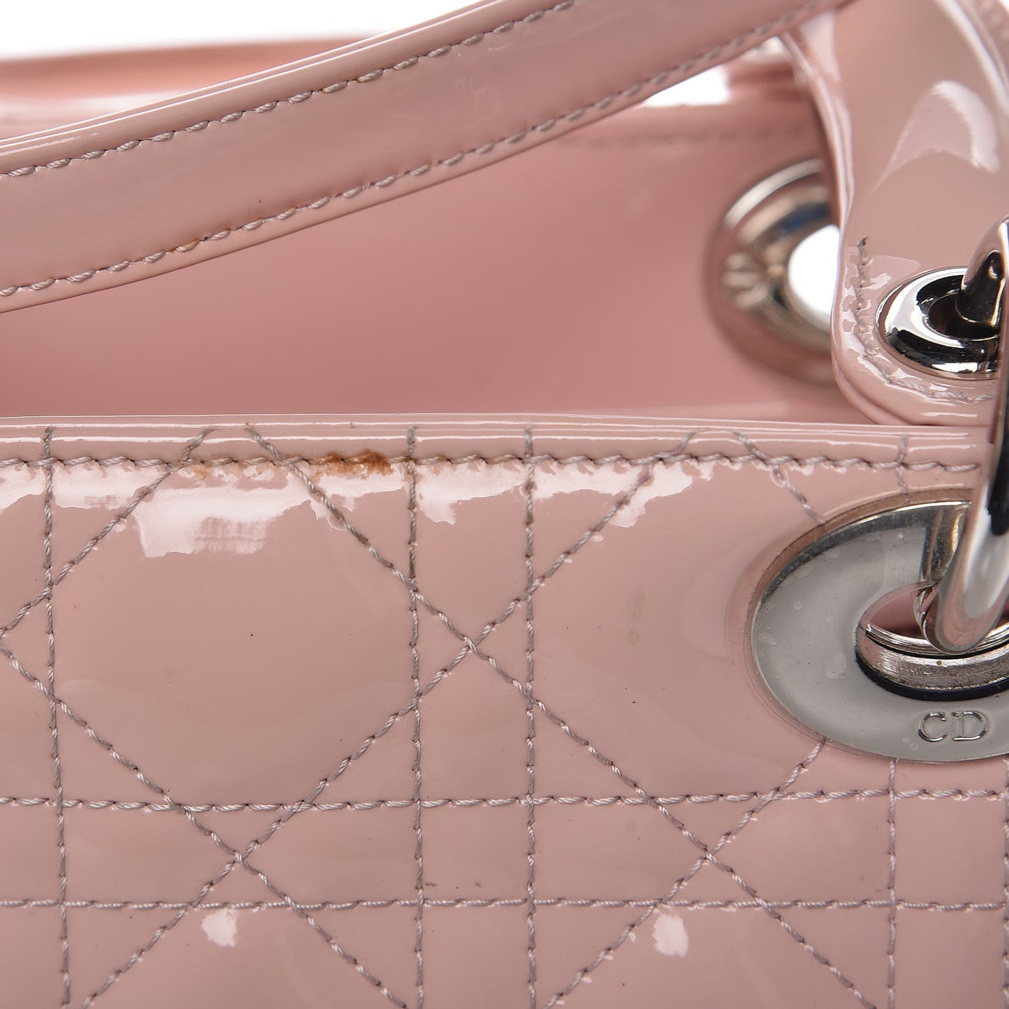 Patent Cannage Medium Lady Dior Rose Clair