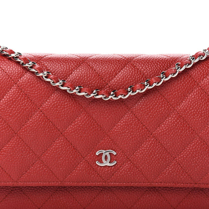 Chanel Caviar Quilted Wallet on Chain WOC Red 11 of 12