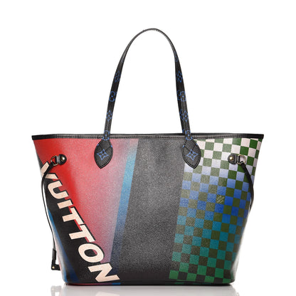 Louis Vuitton Damier Race Neverfull MM Noir Rouge 3 of 14