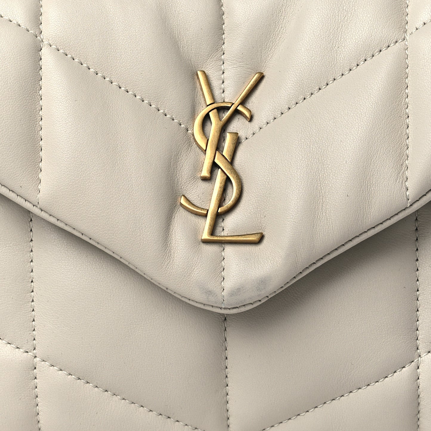 Lambskin Quilted Toy Loulou Puffer Monogram Chain Satchel Crema Soft