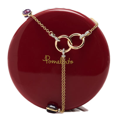 Pomellato 18K Rose White Gold Diamond Amethyst Nudo Lariat Necklace 7 of 7