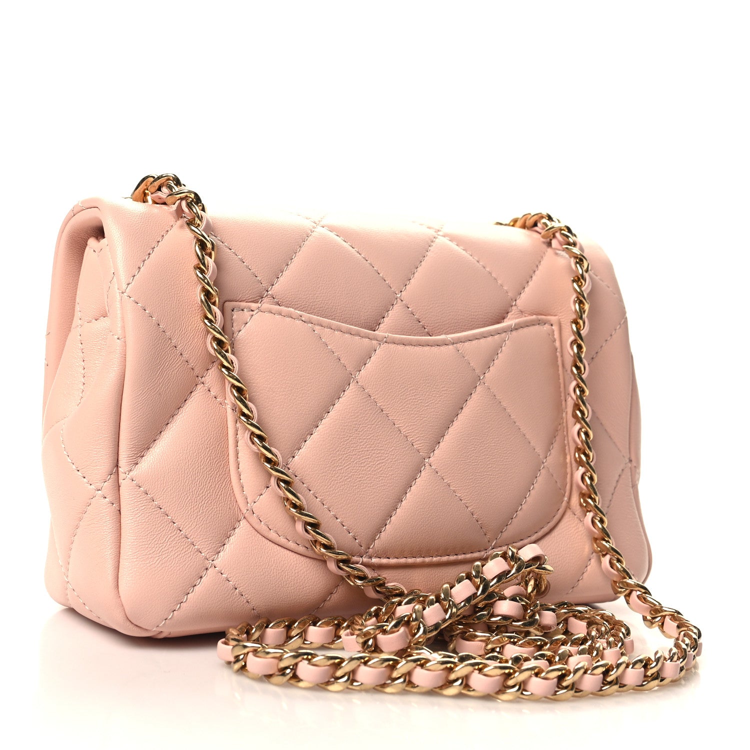 Chanel Lambskin Quilted Mini CC Crystal Logo Chain Flap Pink 3 of 11