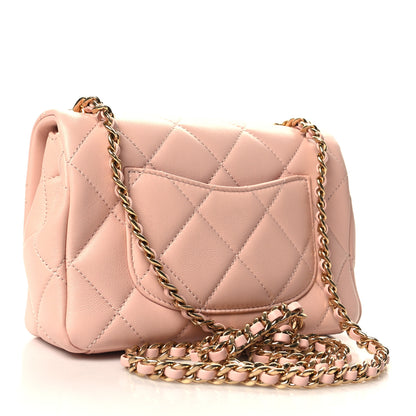 Chanel Lambskin Quilted Mini CC Crystal Logo Chain Flap Pink 3 of 11