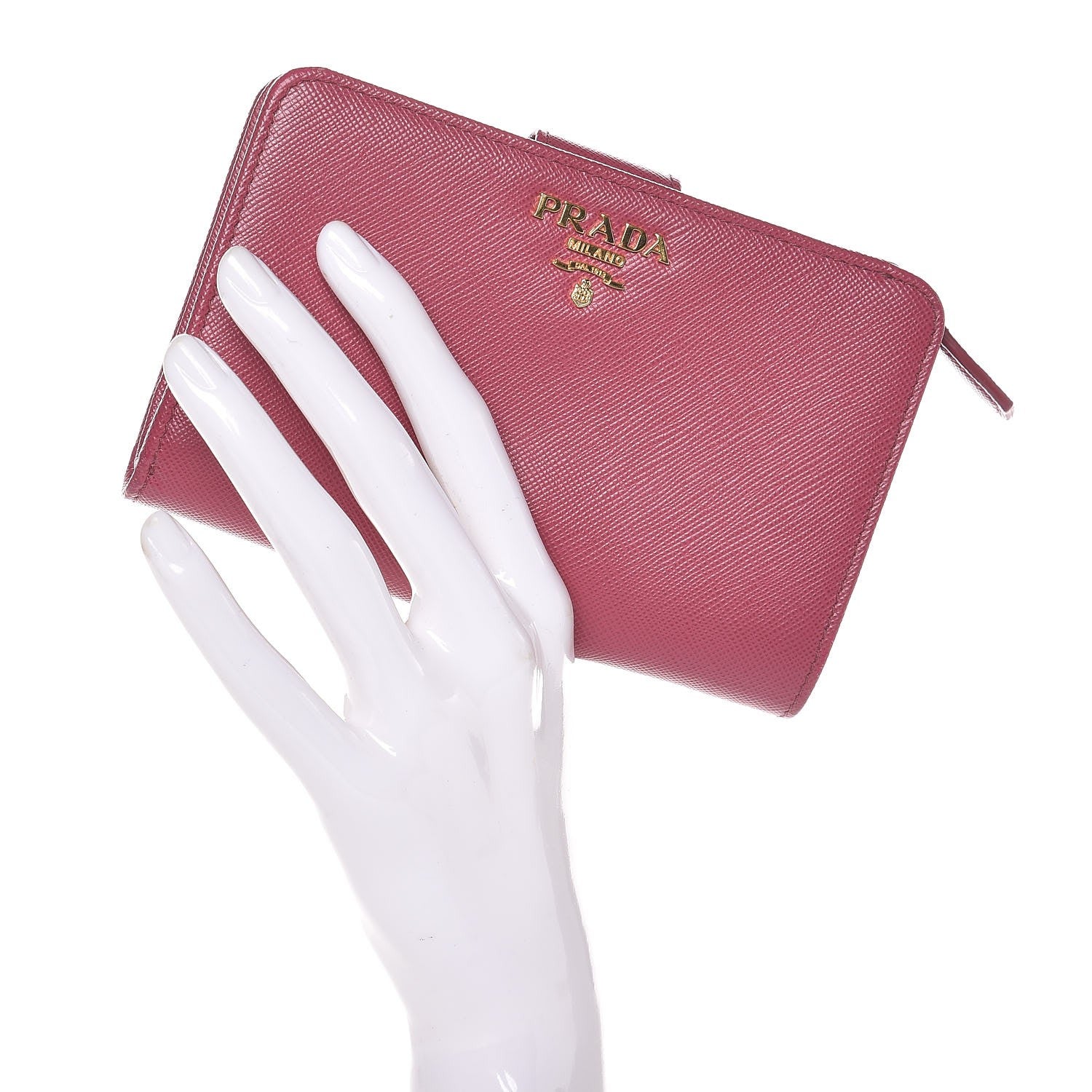 Prada Saffiano Compact Wallet Bruyere 2 of 8