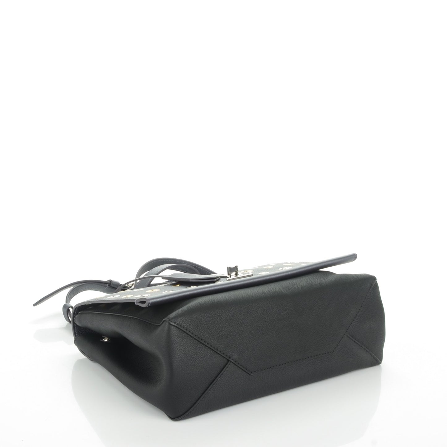 Soft Calfskin Eyelet Lockme II Top Handle Gris Silver