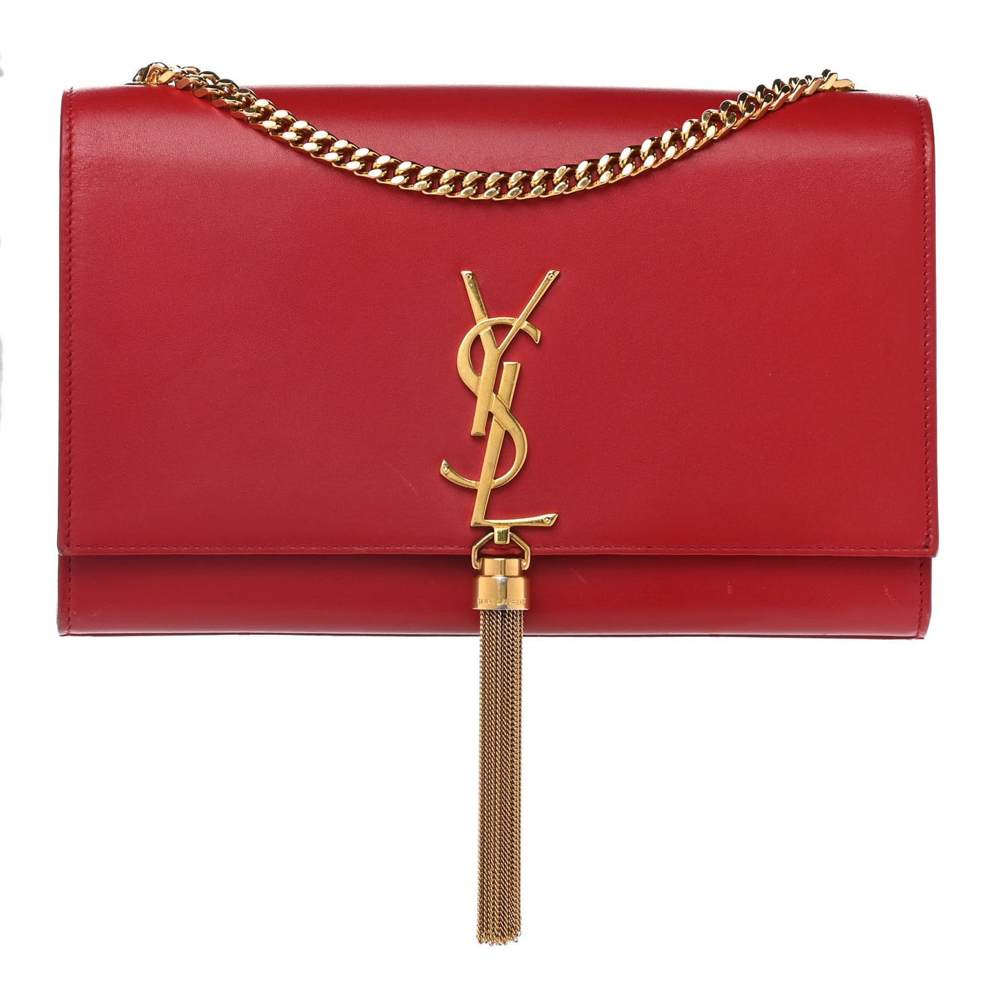 Smooth Calfskin Medium Classic Monogram Kate Tassel Satchel New Red