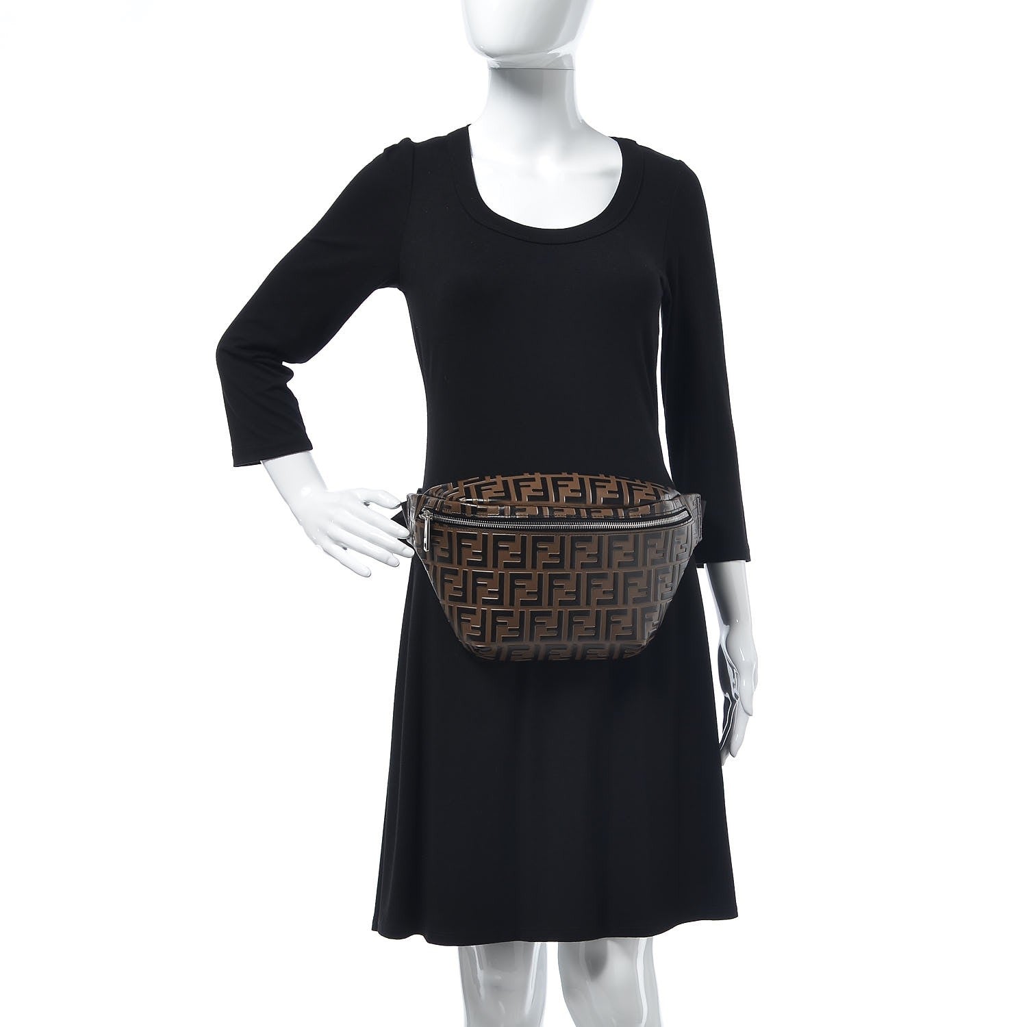 Fendi Vitello Century Bi-Color FF 1974 Embossed Belt Bag Maya Black 2 of 7