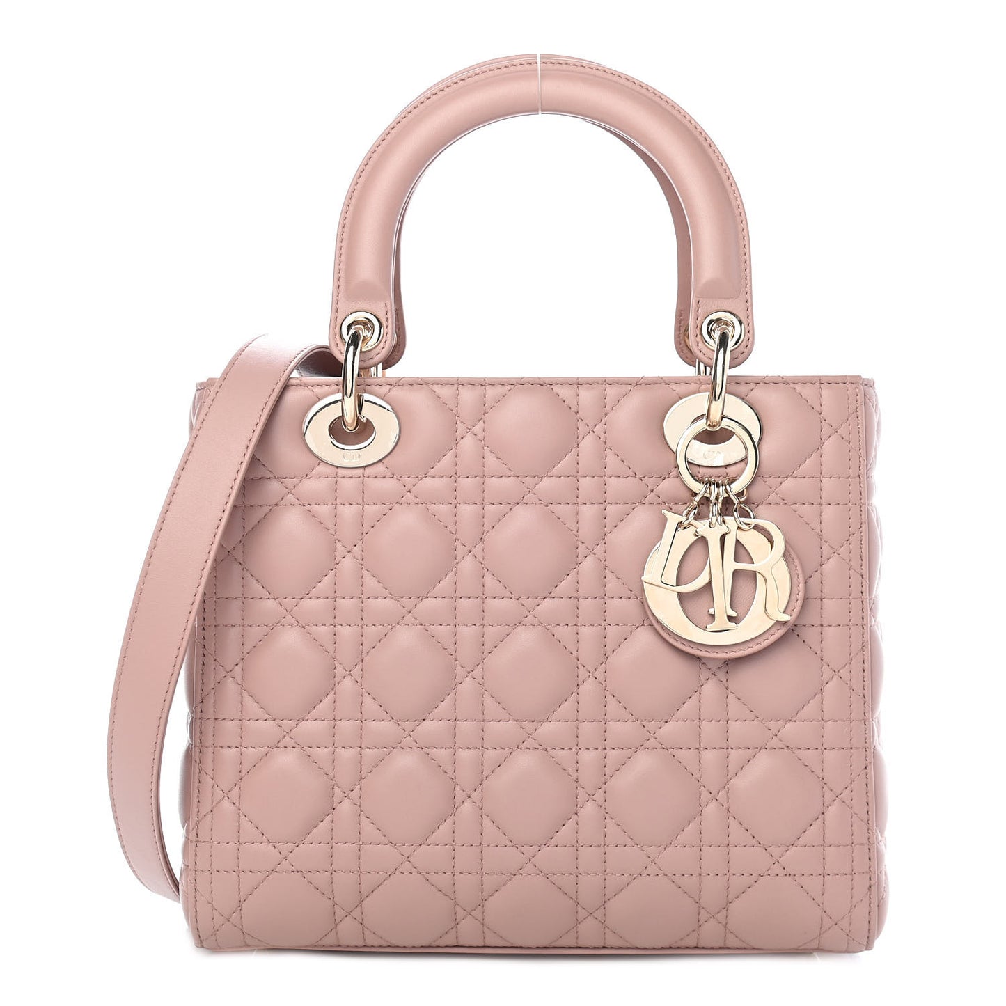 Lambskin Cannage Medium Lady Dior Bois de Rose