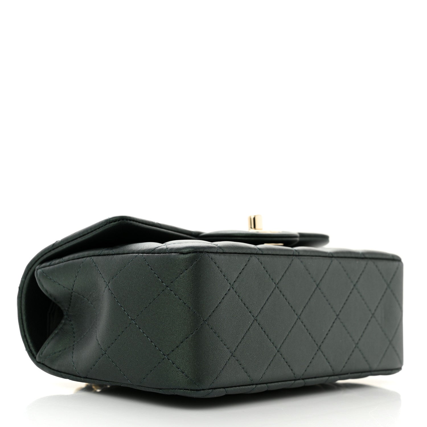 Chanel Iridescent Lambskin Quilted Mini Top Handle Rectangular Flap Dark Green 4 of 11