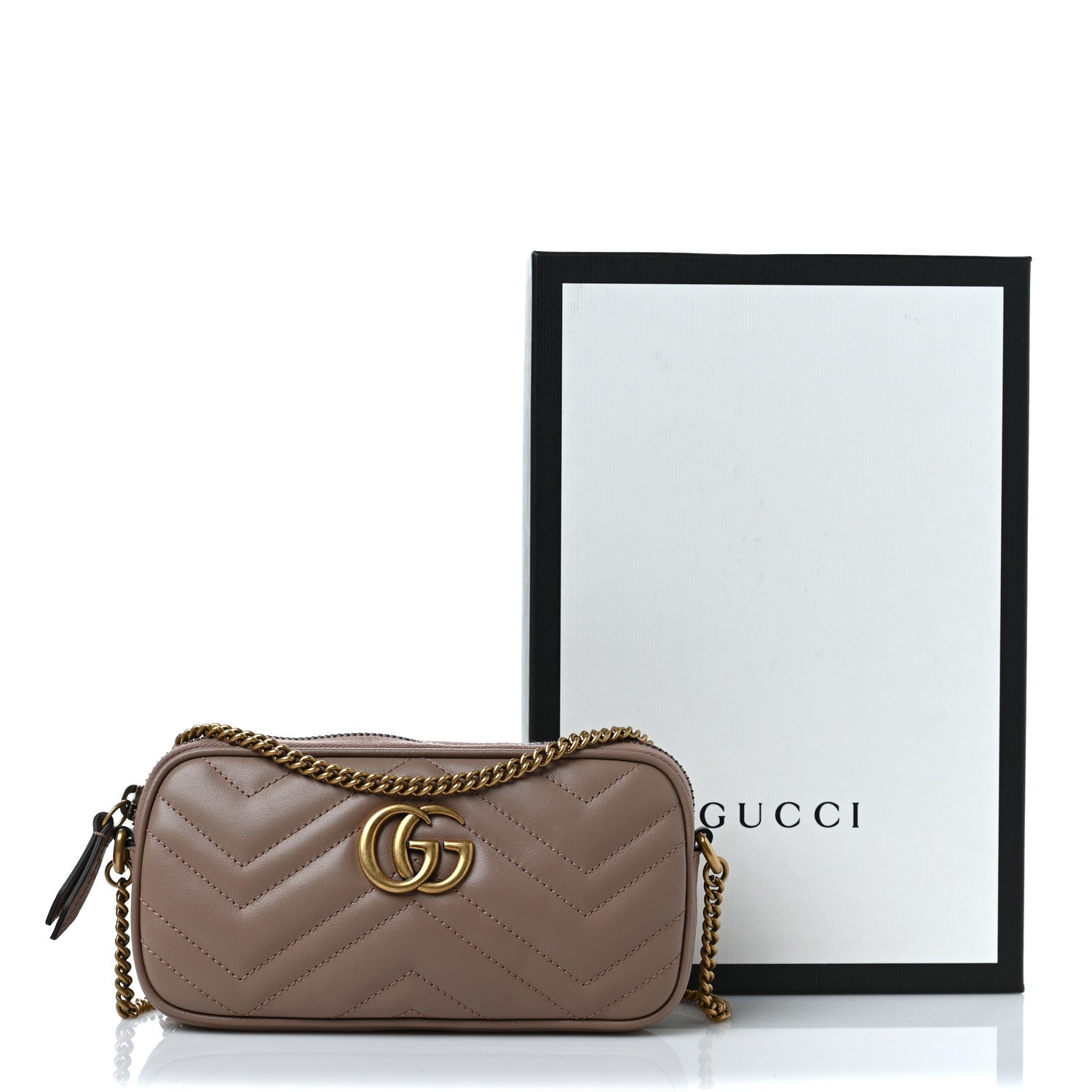Gucci Calfskin Matelasse Mini GG Marmont Chain Crossbody Bag Porcelain Rose 10 of 10