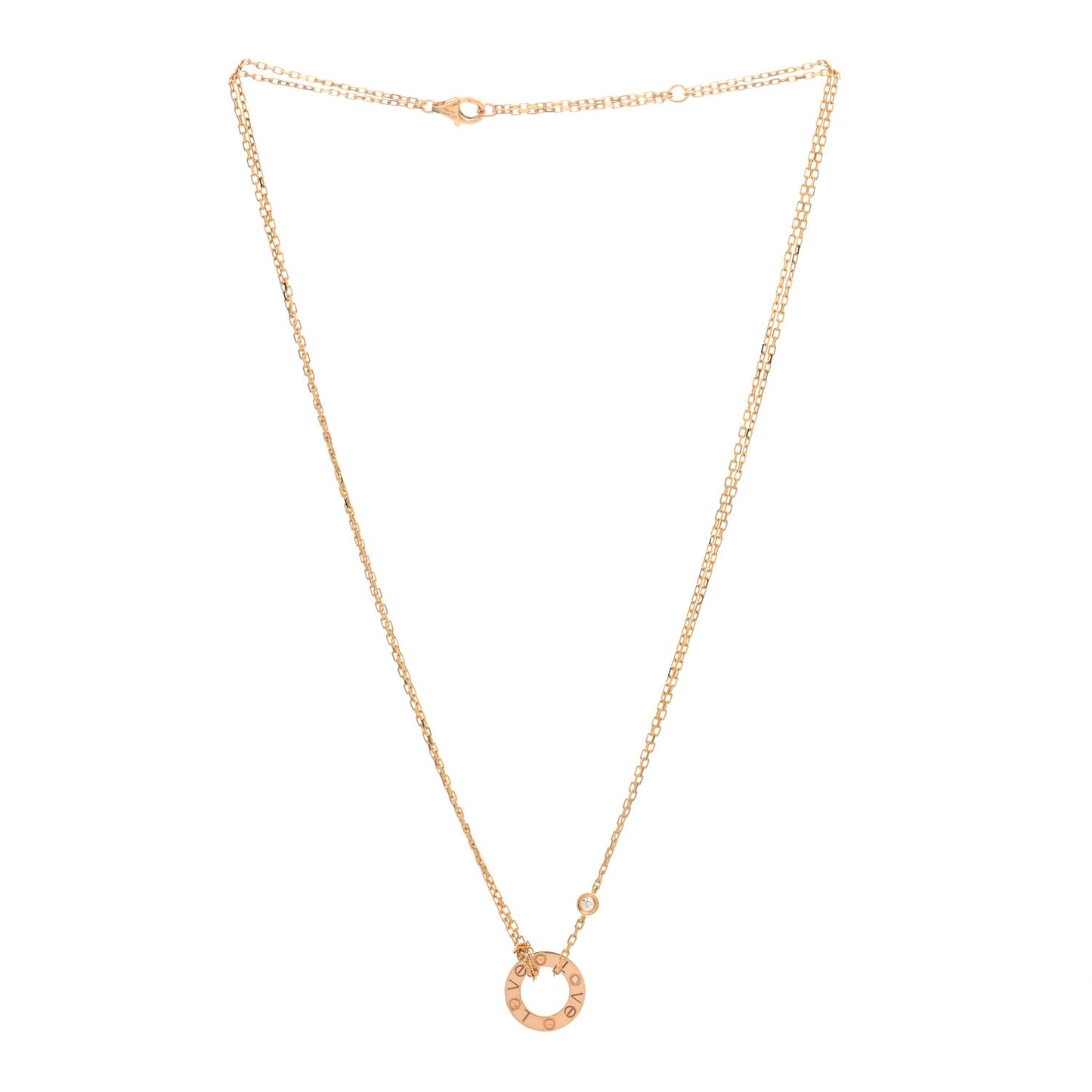18K Yellow Gold 2 Diamond LOVE Necklace
