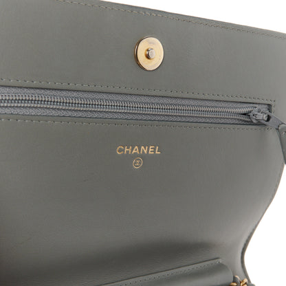 Chanel Lambskin Quilted Boy Wallet On Chain WOC Grey 6 of 13