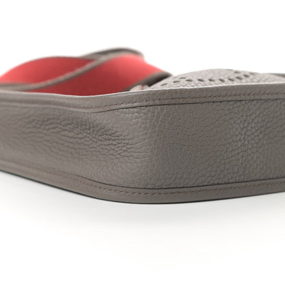 Hermes Taurillon Clemence Amazone Evelyne TPM Etain Rouge Casaque 9 of 11