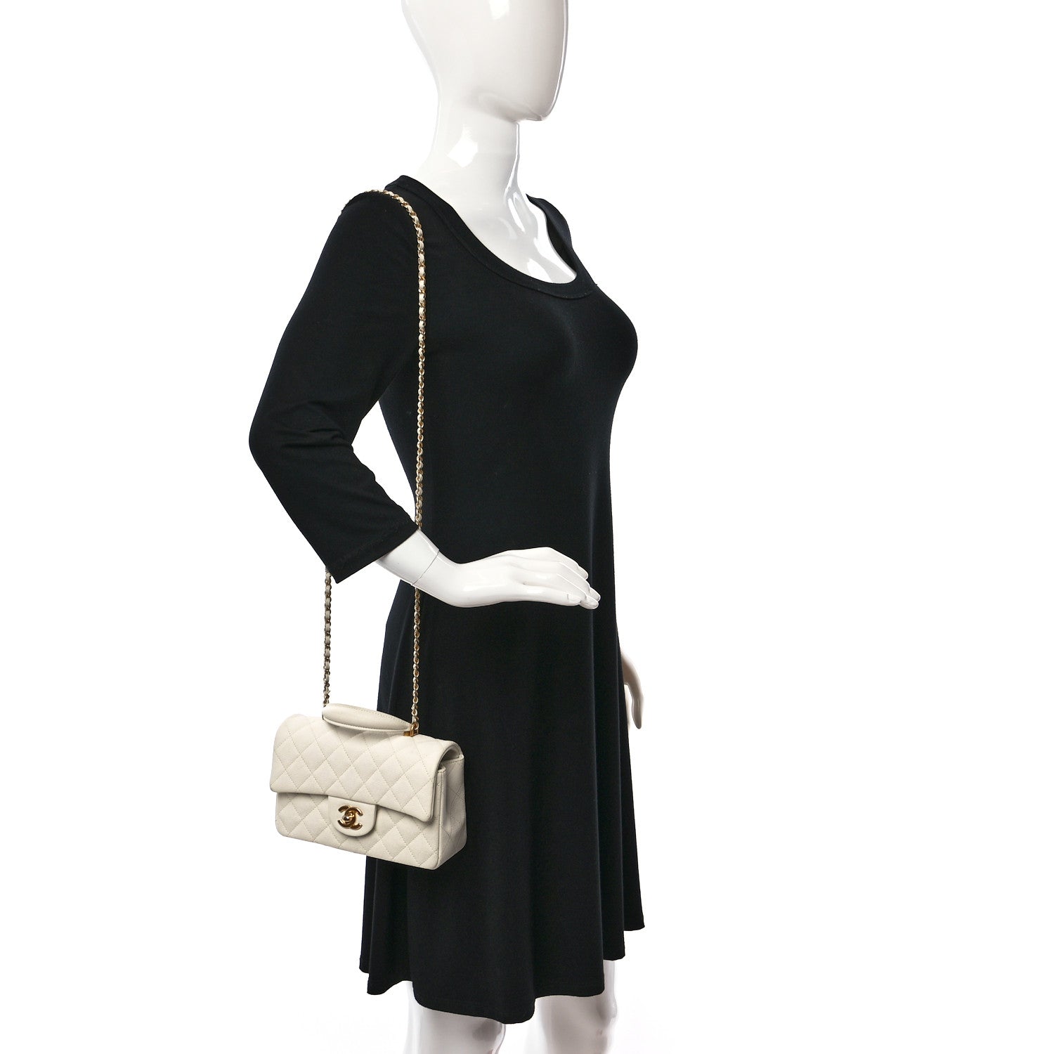 Chanel Caviar Quilted Mini Top Handle Rectangular Flap White 2 of 9