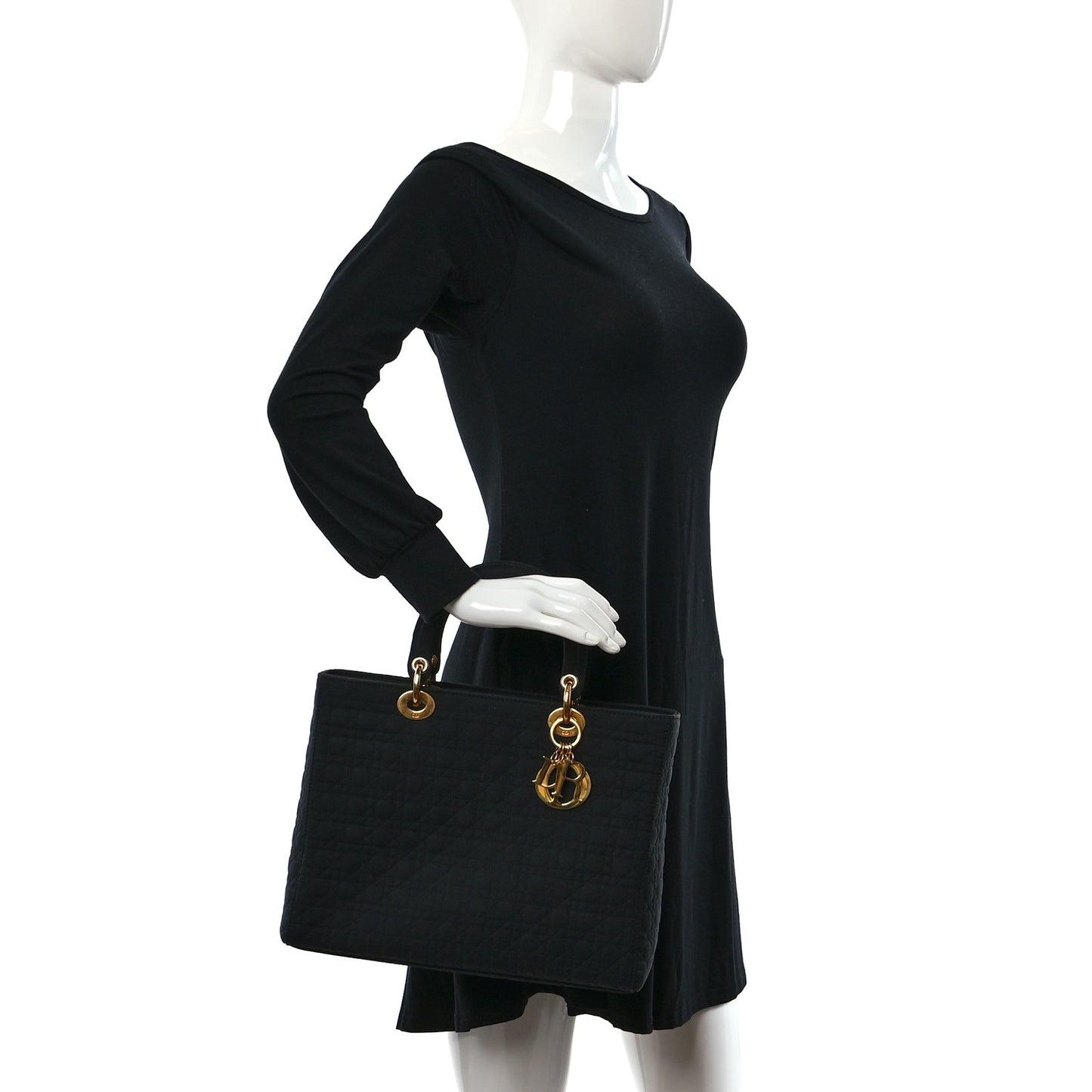 Nylon Cannage Large Lady Dior Black