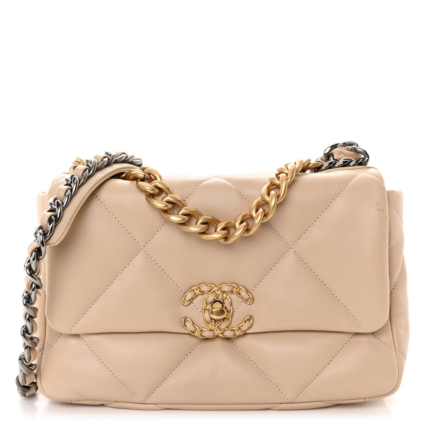 Chanel Lambskin Quilted Medium Chanel 19 Flap Beige 1 of 12