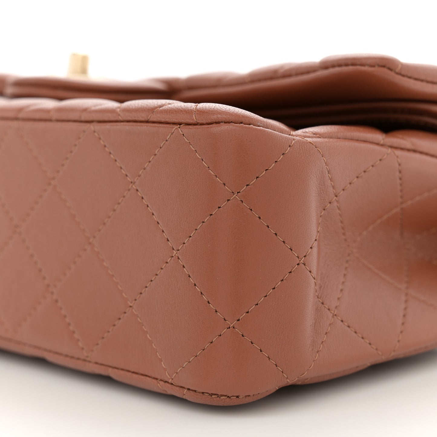 Lambskin Quilted Medium Double Flap Brown