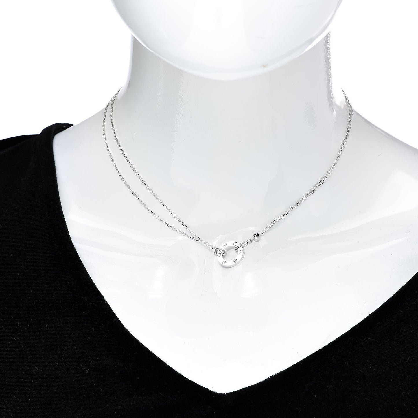 18K White Gold 2 Diamond LOVE Necklace