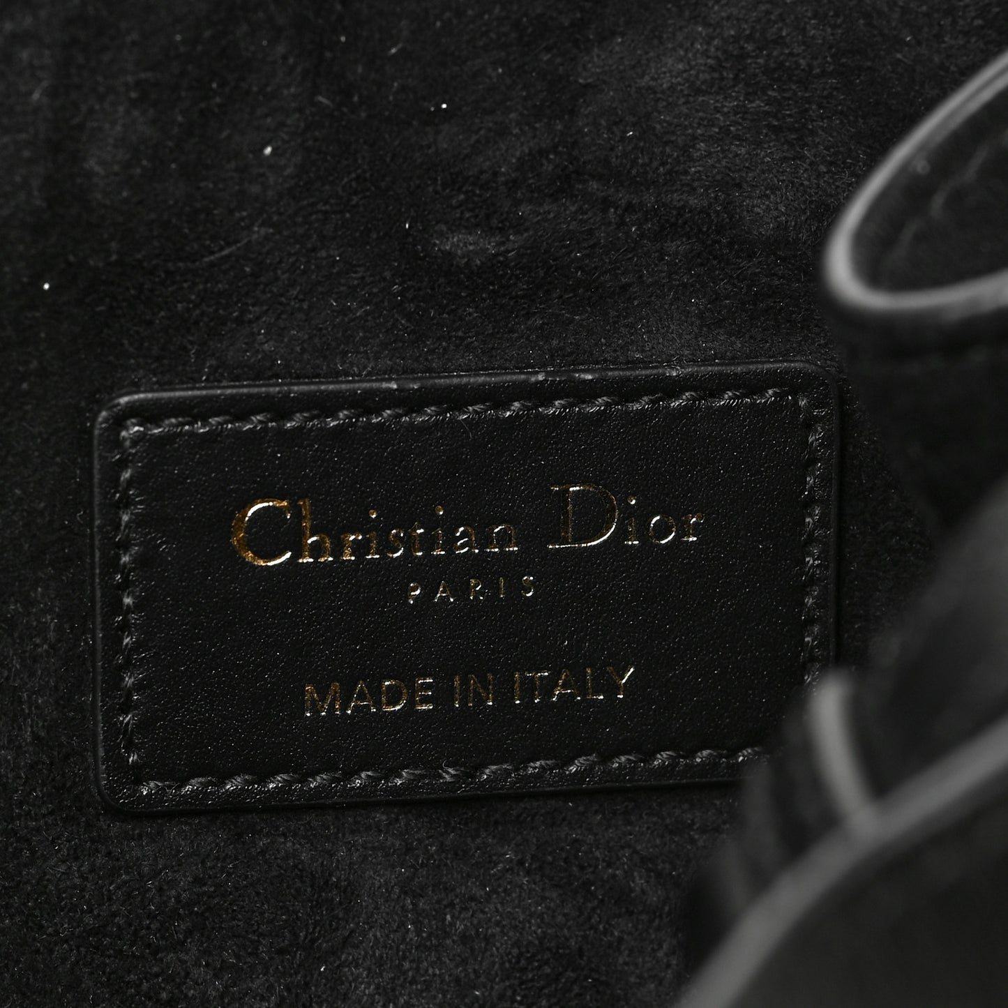 Calfskin CD Embossed Medium C'est Chain Bucket Bag Black