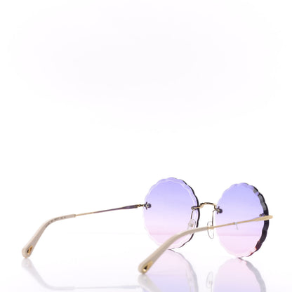 Chloe Rosie Bevelled Round Sunglasses CE142S Gold Gradient Pink 4 of 6