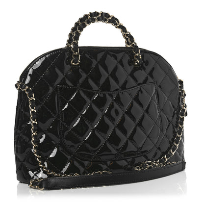 Chanel Patent Quilted Shiny Coco Small Shopping Bag Black 3 of 10