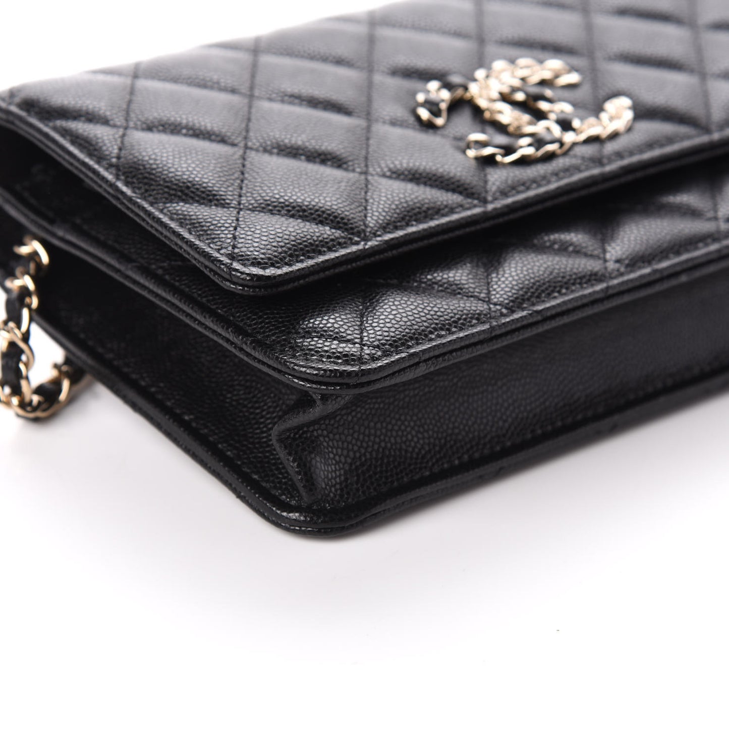Caviar Quilted French New Wave Chain CC Wallet On Chain WOC Black