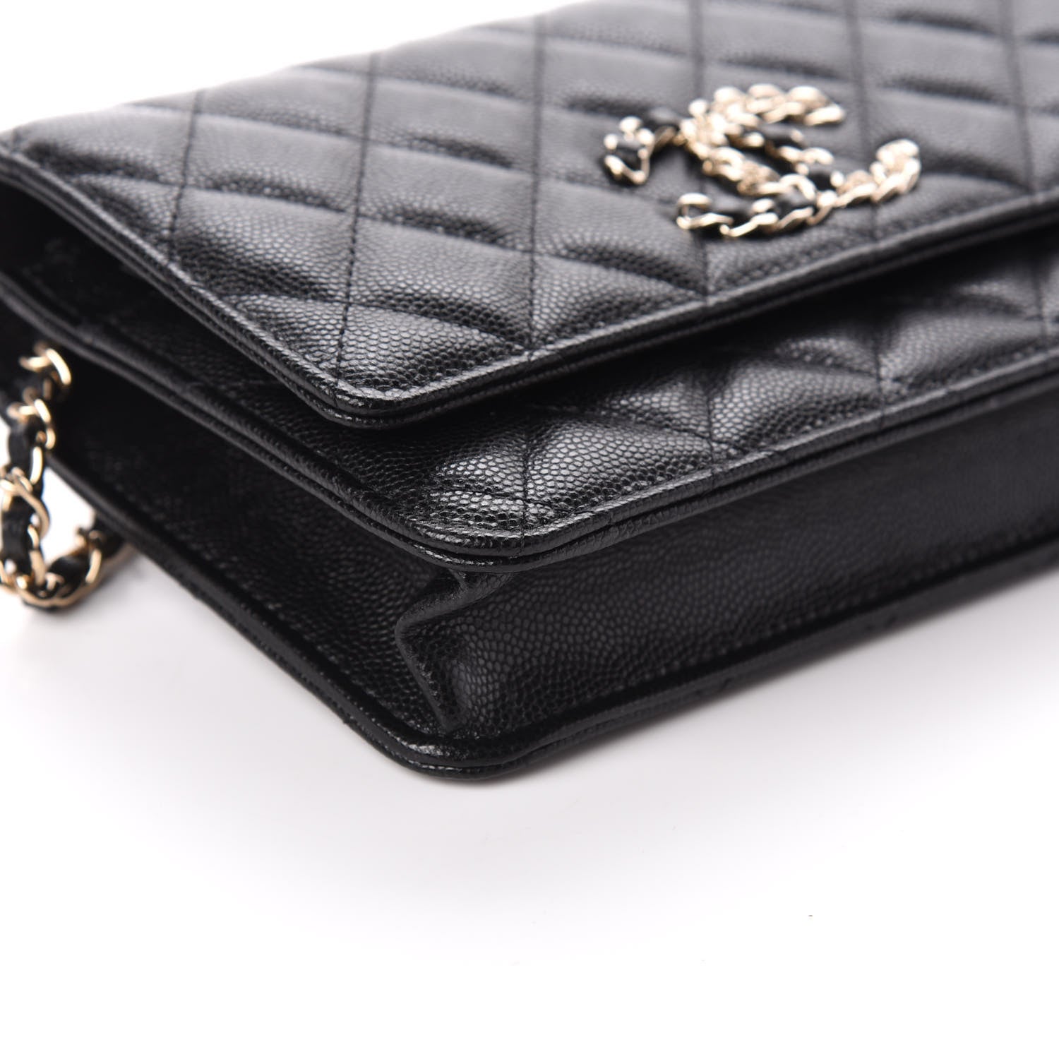 Chanel Caviar Quilted French New Wave Chain CC Wallet On Chain WOC Black 9 of 10