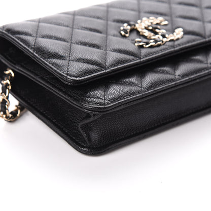 Chanel Caviar Quilted French New Wave Chain CC Wallet On Chain WOC Black 9 of 10